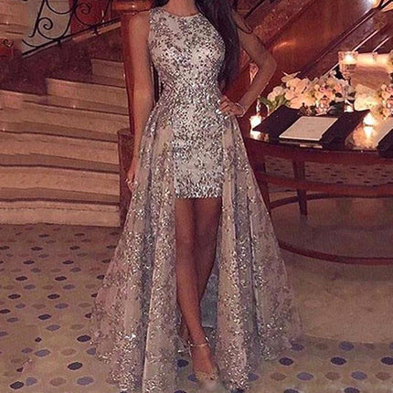 Women Maxi Dress Sleeveless Sexy Slit Formal Dress Slim Waist Dress