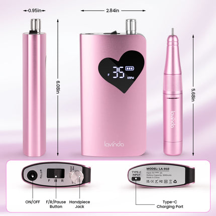 Wand™ Air Nail Drill - Pink - 35,000 RPM Rechargeable