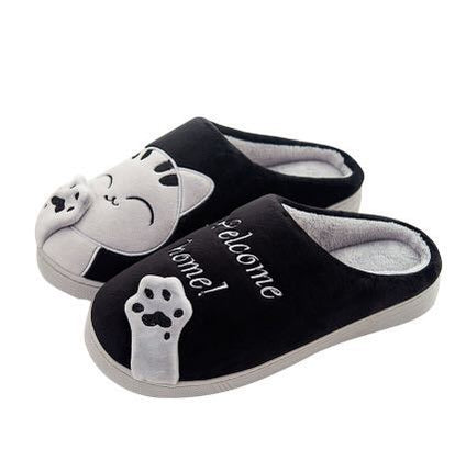 Cute Cat Shoes Soft Winter Women Winter Home Slippers Animal Slip On Soft Warm House Shoes Men Couple Indoor Bedroom Footwear Soft Cozy Home Slippers For Women Slip On Comfy Women's Washable Cotton Bedroom Slippers