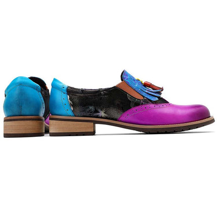 Bohemian Painted Brogue Genuine Leather Shoes