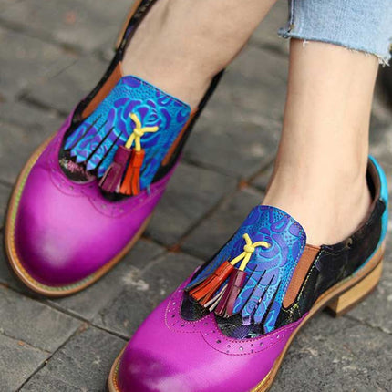 Bohemian Painted Brogue Genuine Leather Shoes