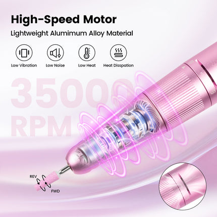 Wand™ Air Nail Drill - Pink - 35,000 RPM Rechargeable