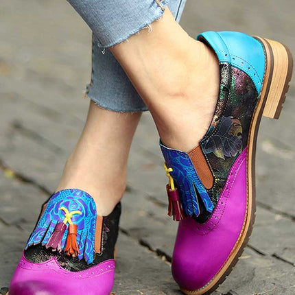 Bohemian Painted Brogue Genuine Leather Shoes