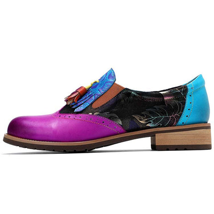 Bohemian Painted Brogue Genuine Leather Shoes