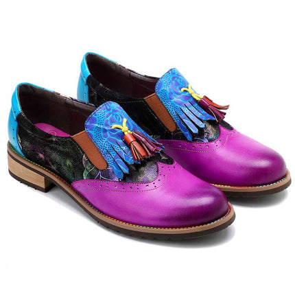 Bohemian Painted Brogue Genuine Leather Shoes