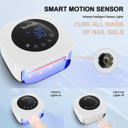 Crown™ Nail Lamp - White - 54W Rechargeable UV/LED