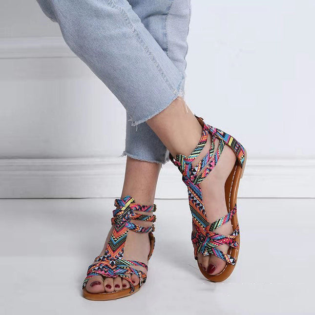 Damen Sandalen Sommerschuhe Ledersandalen Flache Sommerschuhe Damen Strandsandalen Fußgewölbeunterstützung Lässige Komfort Retro Slip On Sommersandalen Damen Lässige Strandpantoletten