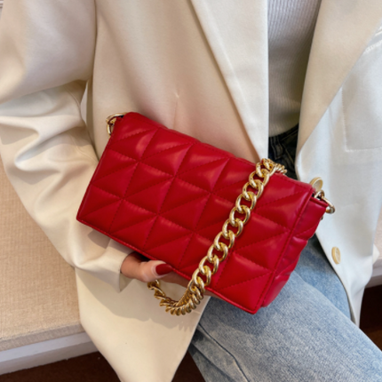 New Adorable Women's Handbag Green Small Flap Shoulder Bag In Thick Metal Chain Women's Clutch Bags Luxury  Ladies Shoulder Purse
