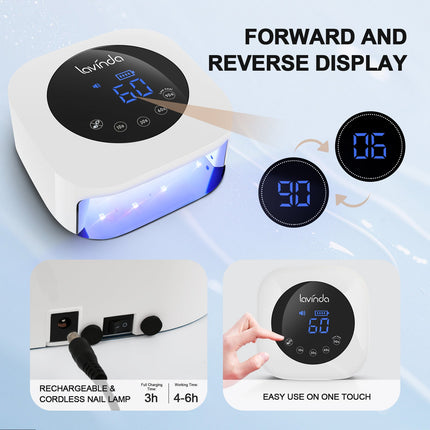 Crown™ Nail Lamp - White - 54W Rechargeable UV/LED