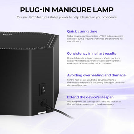 Lumina™ Nail Lamp - Black - Plug-in UV/LED
