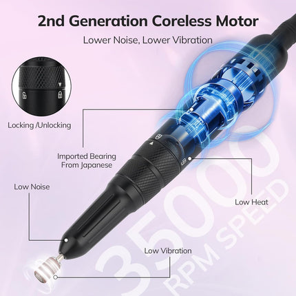 Wand™ Nail Drill - Black - 35,000 RPM Rechargeable