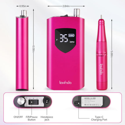 Wand™ Ease Nail Drill - Viva Magenta - 35,000 RPM Rechargeable