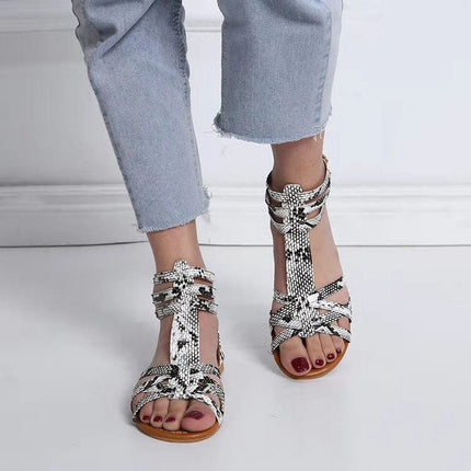 Women's Sandals Summer Shoes Leather Sandals Flats Summer Woman Beach Sandals Arch Support Casual Comfort Retro Slip On Summer Sandal Ladies Casual Beach Flats