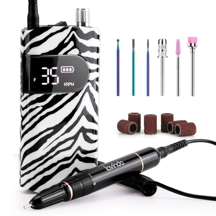 Wand™ Nail Drill - Zebra Print - 35,000 RPM Rechargeable