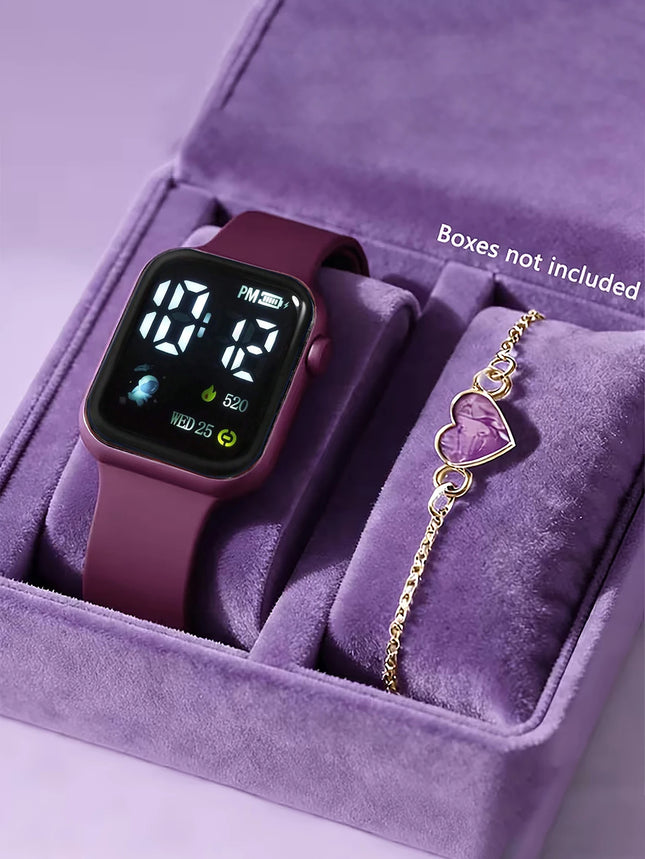 2-Piece Kids LED Watch with Heart Bracelet