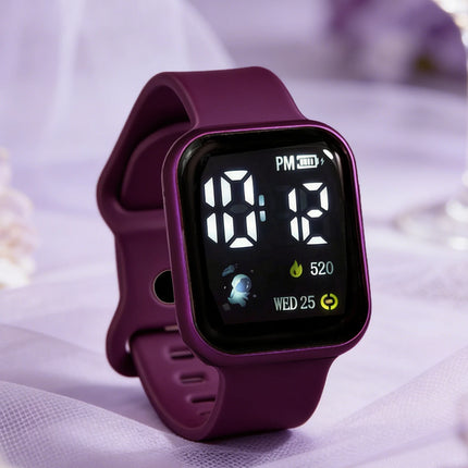 2-Piece Set, Children's Silicone Strap Led Electronic Watch with Heart Bracelet, Casual and Simple, Suitable for Daily Wear and Shopping, an Excellent Gift for Her.