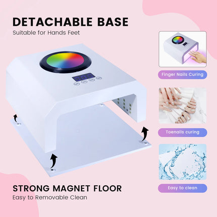 368W Plug-In UV LED Nail Lamp, 87 Beads High Power Gel Nail Dryer, Fast Curing Nail Light, White/Pink/Black