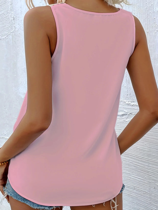 Damen Elegant Sommer Neuer Stil V-Ausschnitt Applikation Ärmellose Weste