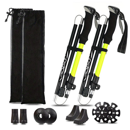 Ultralight Aluminum Alloy 5-Section Folding Trekking Pole—Ideal for Outdoor Hiking, Mountaineering, and Walking; Sturdy and Durable.