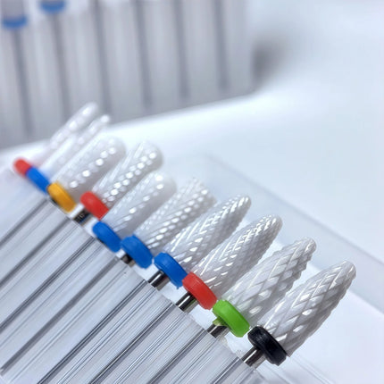 10pcs Ceramic Nail Grinding Head Set Manicure Pedicure Dead Skin Removal Polishing Open Pocket Pre-Treatment Nail Drill Bits