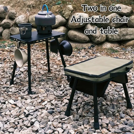 Outdoor Table And Chair Dual-Use Table, Liftable Portable Stool Outdoor Fishing Camping Chair Desk