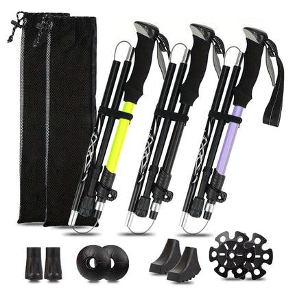 Ultralight Aluminum Alloy 5-Section Folding Trekking Pole—Ideal for Outdoor Hiking, Mountaineering, and Walking; Sturdy and Durable.