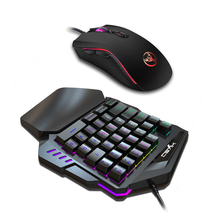 Gaming One-Handed Keyboard And Mouse Set with 35 Keys, Dual-Color Injection Molded Keycaps, Colorful Backlight - product imag