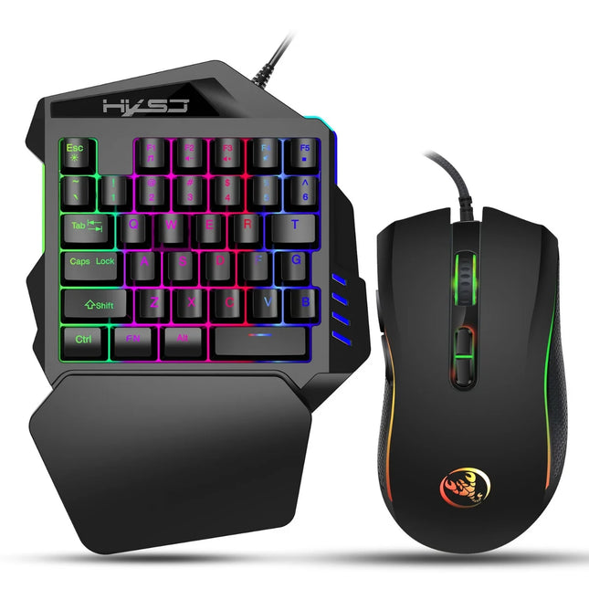 Gaming One-Handed Keyboard And Mouse Set with 35 Keys, Dual-Color Injection Molded Keycaps, Colorful Backlight - product imag
