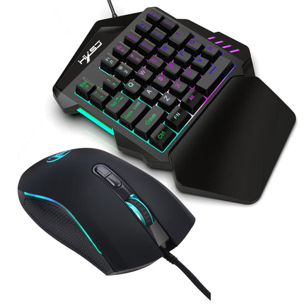 Gaming One-Handed Keyboard And Mouse Set with 35 Keys, Dual-Color Injection Molded Keycaps, Colorful Backlight - product imag
