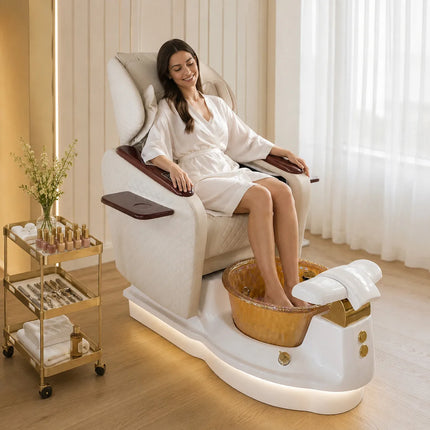Modern Luxury Electric Reclinable Foot Spa Chair with Massage & Tub for Nail Beauty Salon Pedicure Chair