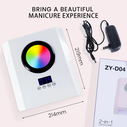 368W Plug-In UV LED Nail Lamp, 87 Beads High Power Gel Nail Dryer, Fast Curing Nail Light, White/Pink/Black