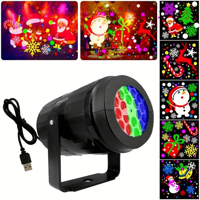 1pc Snowflake Christmas Night Projector Light, 16 Patterns Waterproof Rotating Christmas LED Stage - product image 7