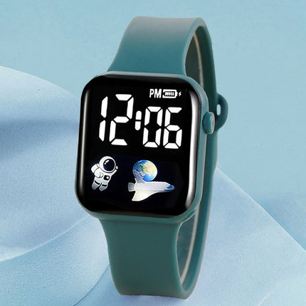 10-Piece Set, Casual and Simple Cartoon Led Electronic Watch Set, Square Dial, Digital Display, Button Battery Powered, Multiple Colors, Suitable for Various Occasions, Unisex.