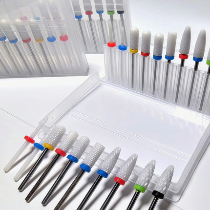 10pcs Ceramic Nail Grinding Head Set Manicure Pedicure Dead Skin Removal Polishing Open Pocket Pre-Treatment Nail Drill Bits