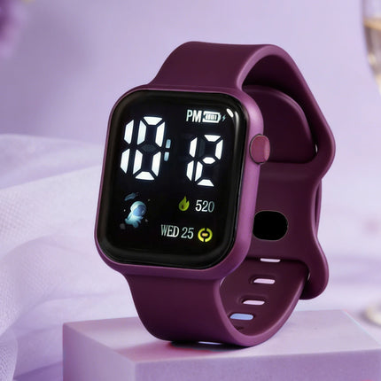 2-Piece Set, Children's Silicone Strap Led Electronic Watch with Heart Bracelet, Casual and Simple, Suitable for Daily Wear and Shopping, an Excellent Gift for Her.