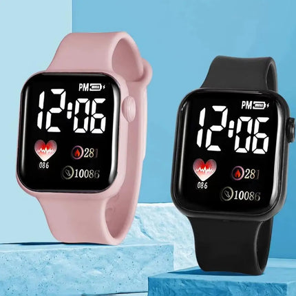 10-Piece Set, Casual and Simple Cartoon Led Electronic Watch Set, Square Dial, Digital Display, Button Battery Powered, Multiple Colors, Suitable for Various Occasions, Unisex.
