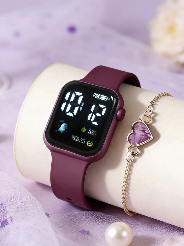 2-Piece Kids LED Watch with Heart Bracelet - image 2