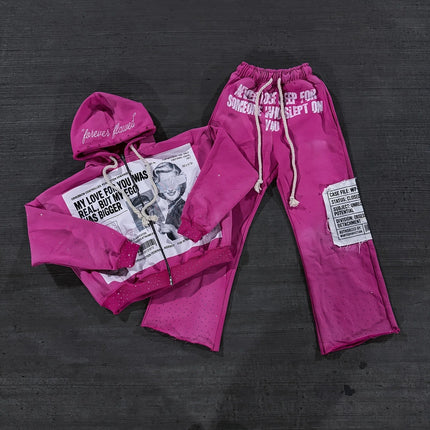 Unisex American Retro Street Style Track Pants, Loose Fit, Graffiti Print, Jogging Pants, Hip Hop Harajuku High Street Casual Pa