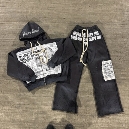 Unisex American Retro Street Style Track Pants, Loose Fit, Graffiti Print, Jogging Pants, Hip Hop Harajuku High Street Casual Pa