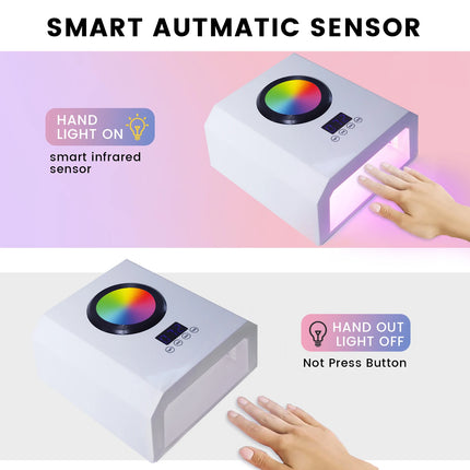 368W Plug-In UV LED Nail Lamp, 87 Beads High Power Gel Nail Dryer, Fast Curing Nail Light, White/Pink/Black