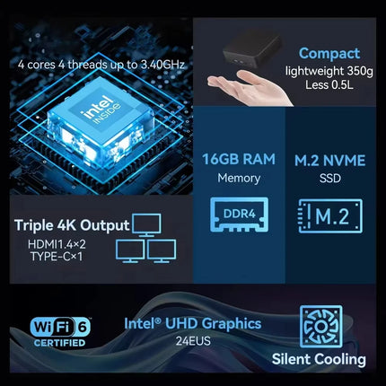 2026 Mini PC Windows 11 Pro Core i9 8950HK Portable Pc Gaming Computer 16GB RAM 512GB 1TB SSD WiFi 6 BT5.2 60Hz Desktop Pc Gamer