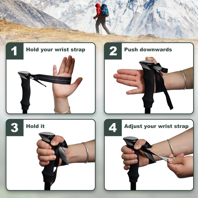 Ultralight Aluminum Alloy 5-Section Folding Trekking Pole—Ideal for Outdoor Hiking, Mountaineering, and Walking; Sturdy and Durable.