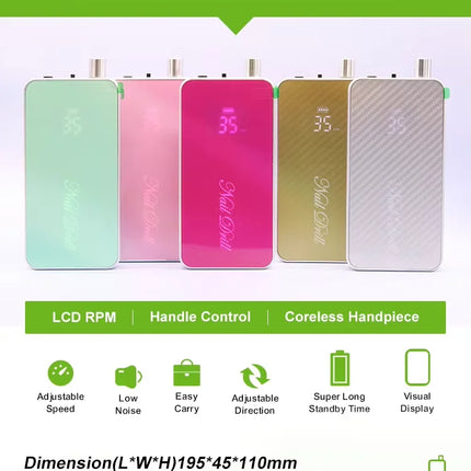 TP301/322 Pink Color Nail Drill Brushless Nail Polisher Rechargeable Nail Sanding Machine Set Equipment Salon Manicure Pedicure
