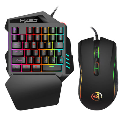 Gaming One-Handed Keyboard And Mouse Set with 35 Keys, Dual-Color Injection Molded Keycaps, Colorful Backlight - product imag