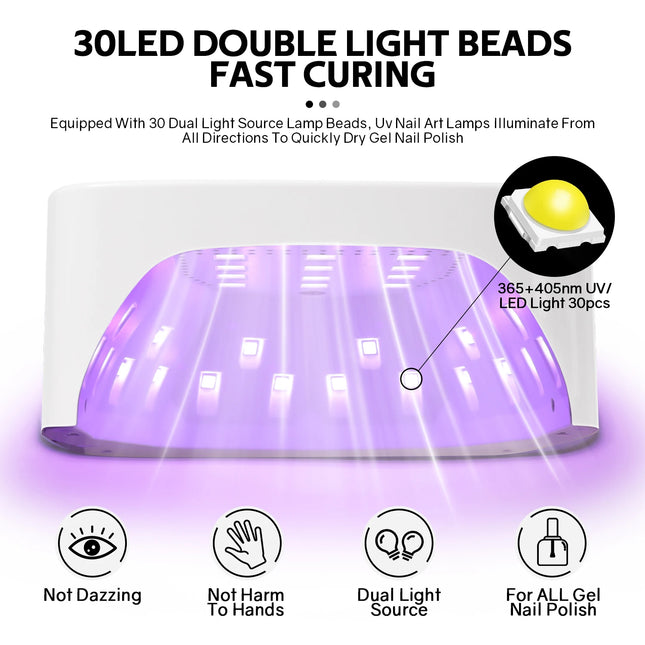 168W UV LED Nagellampe Wiederaufladbarer Nageltrockner mit großem LCD-Display Professionelle Gel-Aushärtungslampe 4 Timer Auto-Sensor für den Salongebrauch