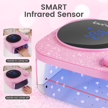 Crown™ V2 Bling Nail Lamp - Pink - 54W Rechargeable UV/LED