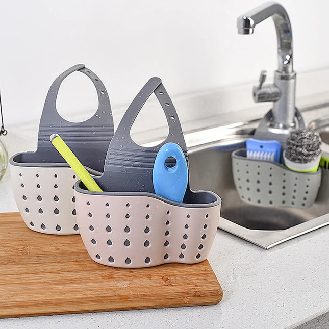Kitchen Sink Holder Hanging Drain Basket Adjustable Soap Sponge Shelf Organizer Bathroom Faucet Holder - product image 2