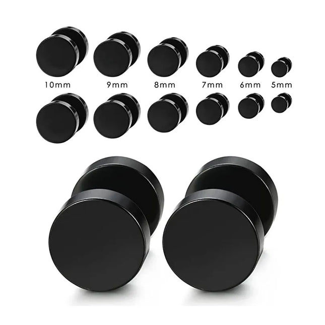 Punk Black Round Stud Earrings For Women Men Boy Minimalism Fashion Stainless Steel Ear Jewelry Earrings - product image 2