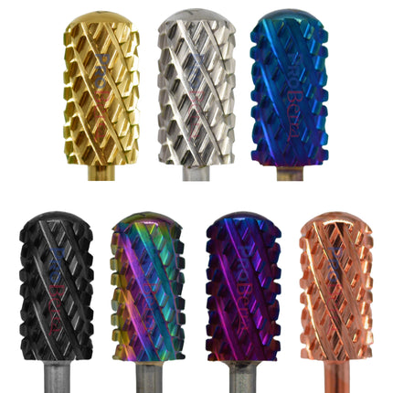 RolinStar 6.6 Large Round Top Barrel 4XC Gold Silver Dark Purple Blue Rainbow Rose gold 7 different color nail drill bits