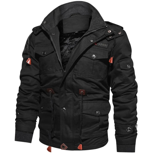 Chaqueta polar de invierno para hombre, abrigo térmico grueso informal, chaquetas de piloto militares, ropa militar, chaqueta con capucha para hombre
